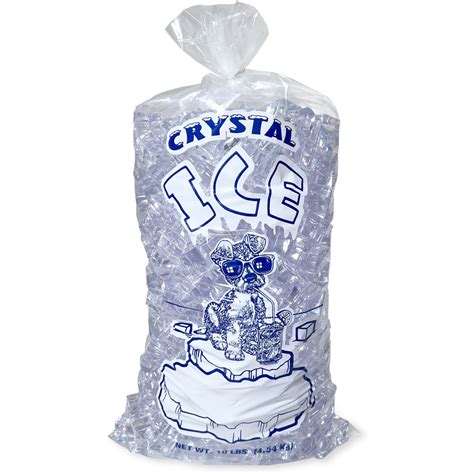 10 Lb Ice Bags With Twist Ties Crystal Ice Printed