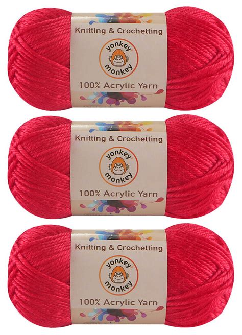 100% Acrylic Fancy Yarn 3-Pack By Yonkey Monkey Knitting Crochet Diy ...