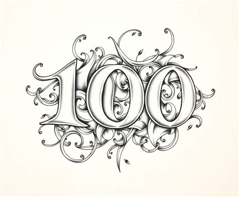 100 Number Tattoo Drawing