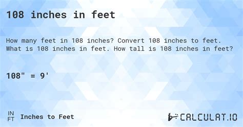 108 Inches In Feet Calculatio