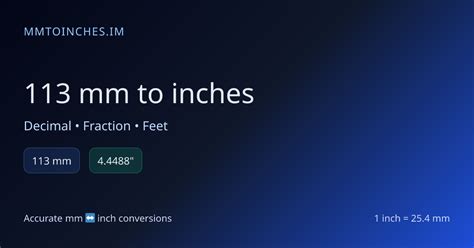 113 Mm To Inches Decimal Fraction Amp Feet Conversion