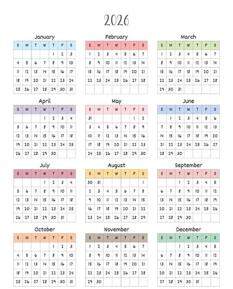 2026 Us Yearly Calendar 2026 Us Yearly Calendar