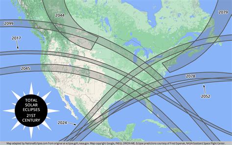 21St Century Total Solar Eclipse Map For The U S 21St Century Total Solar Eclipse Map For The U S