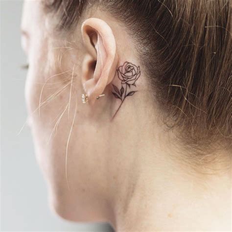 24 Rose Behind Ear Tattoos Ideas Rose Tattoo Behind Ear Semi Colon