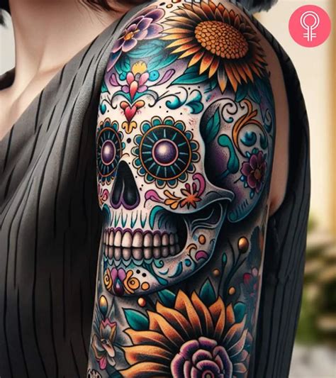27 Colorful Sugar Skull Tattoo Designs And Meanings Tattooswin