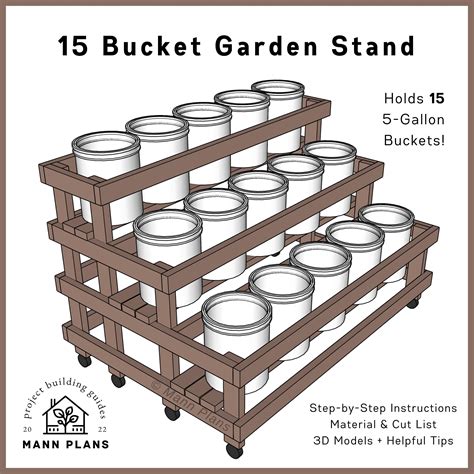 5 Gallon Bucket Diy Garden Stand 15 Buckets Pdf Download Etsy Hong Kong