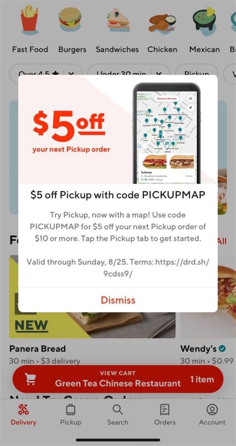 5 Off 10 Doordash Food Pick Up Order