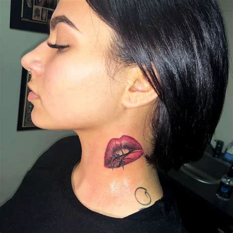 61 Desirable Neck Lip Tattoo Designs For Amping Up Your Appearance