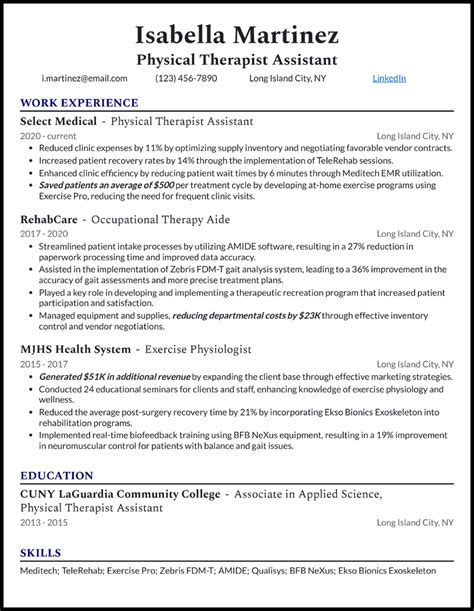 8 Physical Therapist Assistant Resume Examples Templates