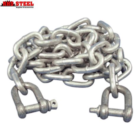 8Mm X 3M Galvanised Anchor Chain With Shackles Marine Grade Ready 8Mm X 3M Galvanised Anchor Chain With Shackles Marine Grade Ready