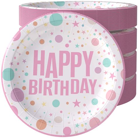 9 In Birthday Print Paper Plates 50 Ct