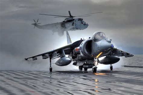 A Gr9 Harrier Take Off From Hms Ark Royal R07 Marking The Final Jet