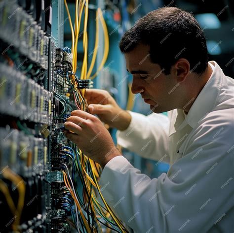 A Technician Configuring Network Equipment For A New Office Setup