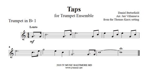 Actual Taps Trumpet Sheet