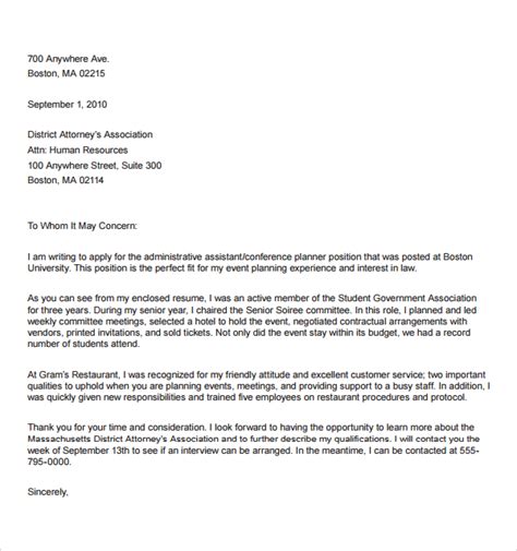 Administrative Coordinator Cover Letter Examples Sample Format