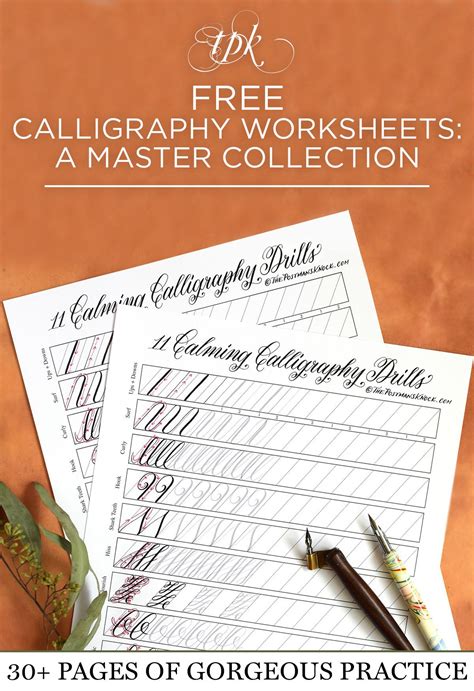 All Of Tpk S Free Calligraphy Practice Worksheets A Master List The Postman S Knock