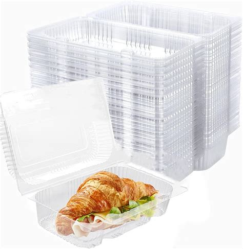 Amazon Com 100 Pack Clear Hinged Food Container To Go Containers With