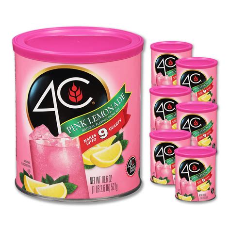 Amazon Com 4C Powdered Drink Mix Canister Pink Lemonade 6 Pack 9