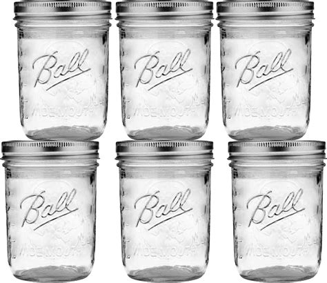 Amazon Com Ball Wide Mouth Pint 16 Ounce Glass Mason Jar With Lids And Bands 12 Count Home Kitchen