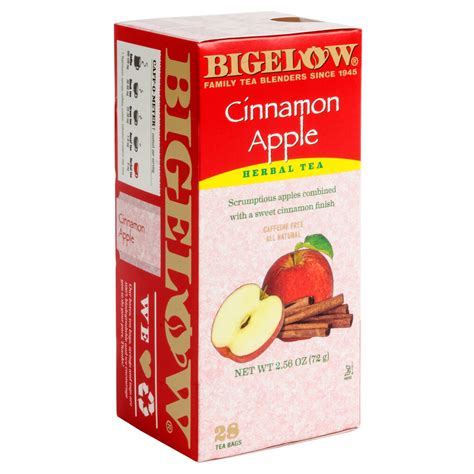 Amazon Com Bigelow Cinnamon Apple Herbal Tea Bags 28 Count Box Pack Of 1 Cinnamon Apple Hibiscus Flavored Herbal Tea Bags All Natural Non Gmo Grocery Gourmet Food