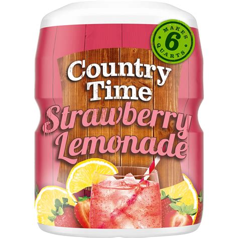 Amazon Com Country Time Strawberry Lemonade Drink Mix 18 Ounce Pack Of 6 Powdered Soft Drink Mixes Grocery Gourmet Food