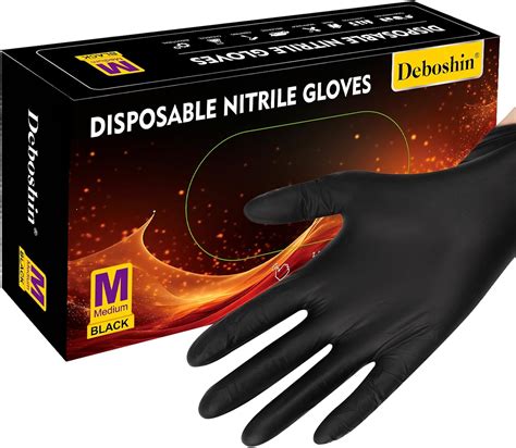 Amazon Com Deboshin Disposable Gloves 100 Count Black Nitrile Gloves For Cleaning Powder Latex Free Food Prep Gloves For Men Women Medium Health Household