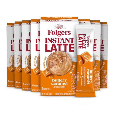 Amazon Com Folgers Buttery Caramel Flavored Instant Latte 4 Single