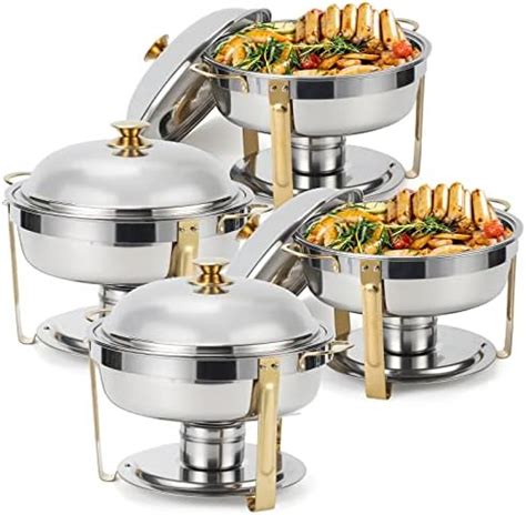 Amazon Com Honhpd 1 Pack 6 8 Quart Gold Round Chafing Dishes