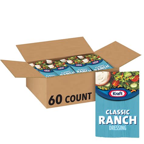 Amazon Com Kraft Ranch Salad Dressing Single Serve Packet 1 5 Oz Single Serve Packets Pack Of 60 Ranch Salad Dressing Packets Grocery Gourmet Food