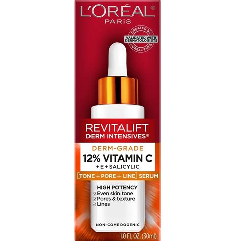 Amazon.com: L'oreal Paris Revitalift 12% Pure Vitamin C Serum, Brightening Serum For Face With Vitamin E, Salicylic Acid, 1 Oz + Moisturizer Sample : Beauty & Personal Care Amazon.com: L'oreal Paris Revitalift 12% Pure Vitamin C Serum, Brightening Serum For Face With Vitamin E, Salicylic Acid, 1 Oz + Moisturizer Sample : Beauty & Personal Care