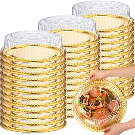 Amazon Com Nitial 12 Pcs Heavy Duty Serving Tray With Clear Lid Round