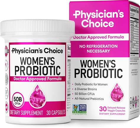 Amazon Com Physician S Choice Probiotics For Women Ph Balance Digestive Ut Feminine Health 50 Billion Cfu 6 Unique Strains For Her Organic Prebiotics Cranberry Extract Women Probiotic 30 Ct Health Household