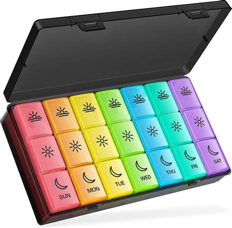 Amazon Com Pill Organizer 3 Times A Day Glodeals Weekly Pill