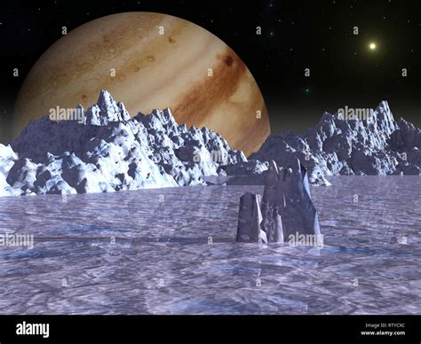 Amazon Com Posterazzi Lo As Seen From The Frozen Surface Of Jupiter S Moon Europa Poster Print 20 X 10 Posters Prints