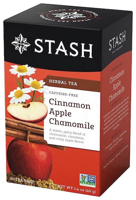 Amazon Com Stash Tea Cinnamon Apple Chamomile Herbal Tea Naturally Caffeine Free Non Gmo Project Verified Premium Tea With No Artificial Ingredients 20 Count Pack Of 6 120 Bags Total Grocery Gourmet Food