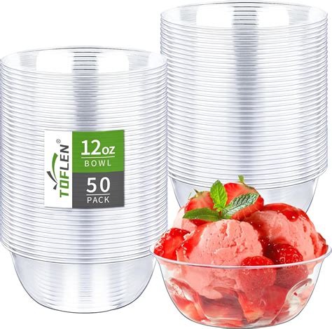 Amazon Com Toflen 12 Oz Clear Plastic Bowls 50 Pack Disposable Small
