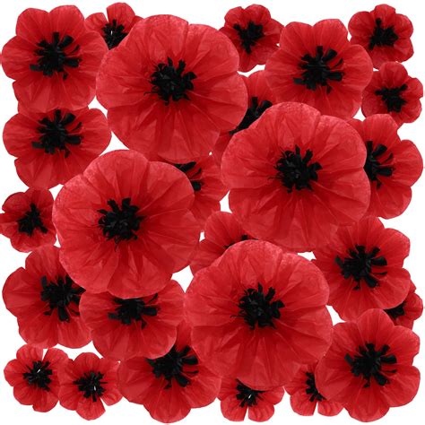 Amazon Com Willbond 18 Pcs Halloween Artificial Red Poppy Flowers