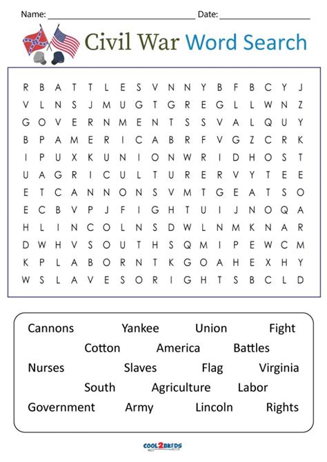 American Civil War Word Search