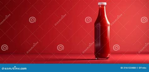 An Elegantly Designed Transparent Ketchup Bottle Full Of Red Sauce Set