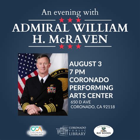 An Evening With Admiral William H Mcraven Aug 3 Coronado Times