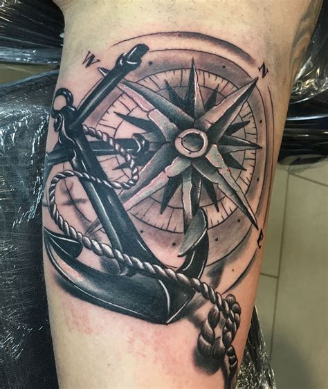 Anchor Wheel Compass Tattoo At Marilyn Sylvester Blog
