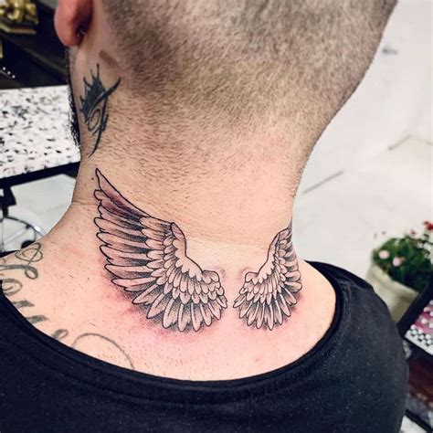Angel Wings Back Neck Tattoo At Edward Varley Blog