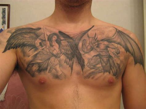 Angels And Demons Tattoos Chest