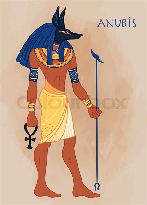 Anubis In Ancient Egyptian God Of Death Mummification Embalming The Afterlife Cemeteries Tombs And The Underworld Vector Isolated Illustration A Man With The Head Of A Jackal Or Wolf Stock Vector By