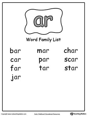Ar Word Family List