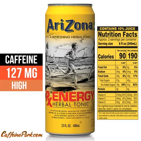Arizona Rx Energy Drink Caffeine Content Ho Much Caffeine