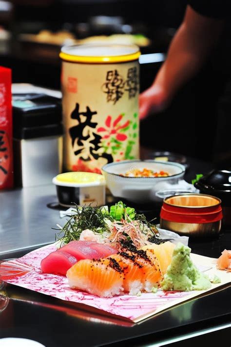 Assorted Sushi With Wasabi And Soy Sauce Set In A Cozy Japanese Assorted Sushi With Wasabi And Soy Sauce Set In A Cozy Japanese