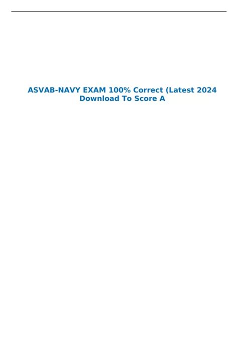 Asvab-Navy Exam 100% Correct (Latest 2024 Download To Score A - Picat ...