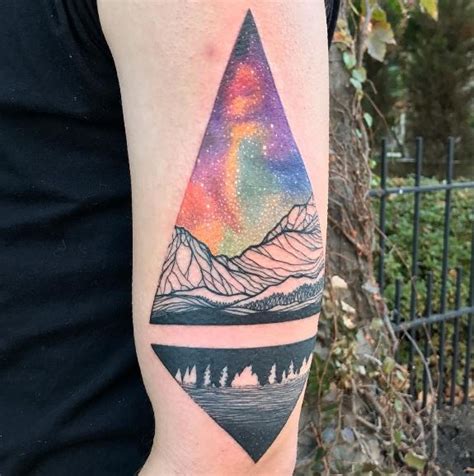 Aurora Borealis In A Triangle Tattoo Tattoogrid Net Aurora Borealis In A Triangle Tattoo Tattoogrid Net