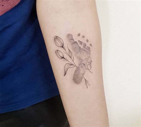 Baby Foot Print Tattoo Tulips Temporary Tattoo Realistic Etsy